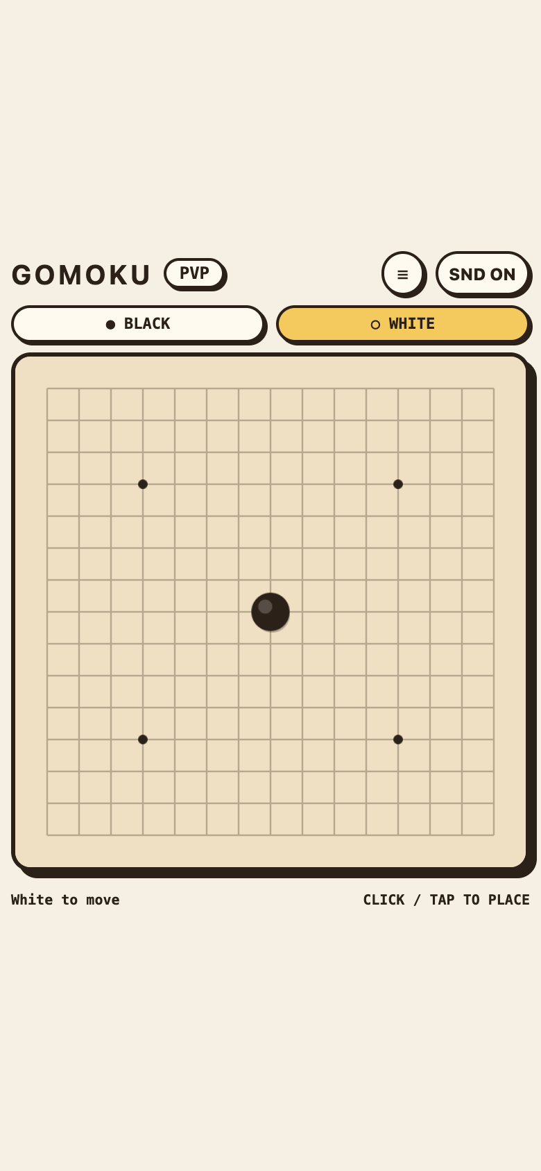 Mobile Gomoku capture with the 15 by 15 board fitted to a touch screen
