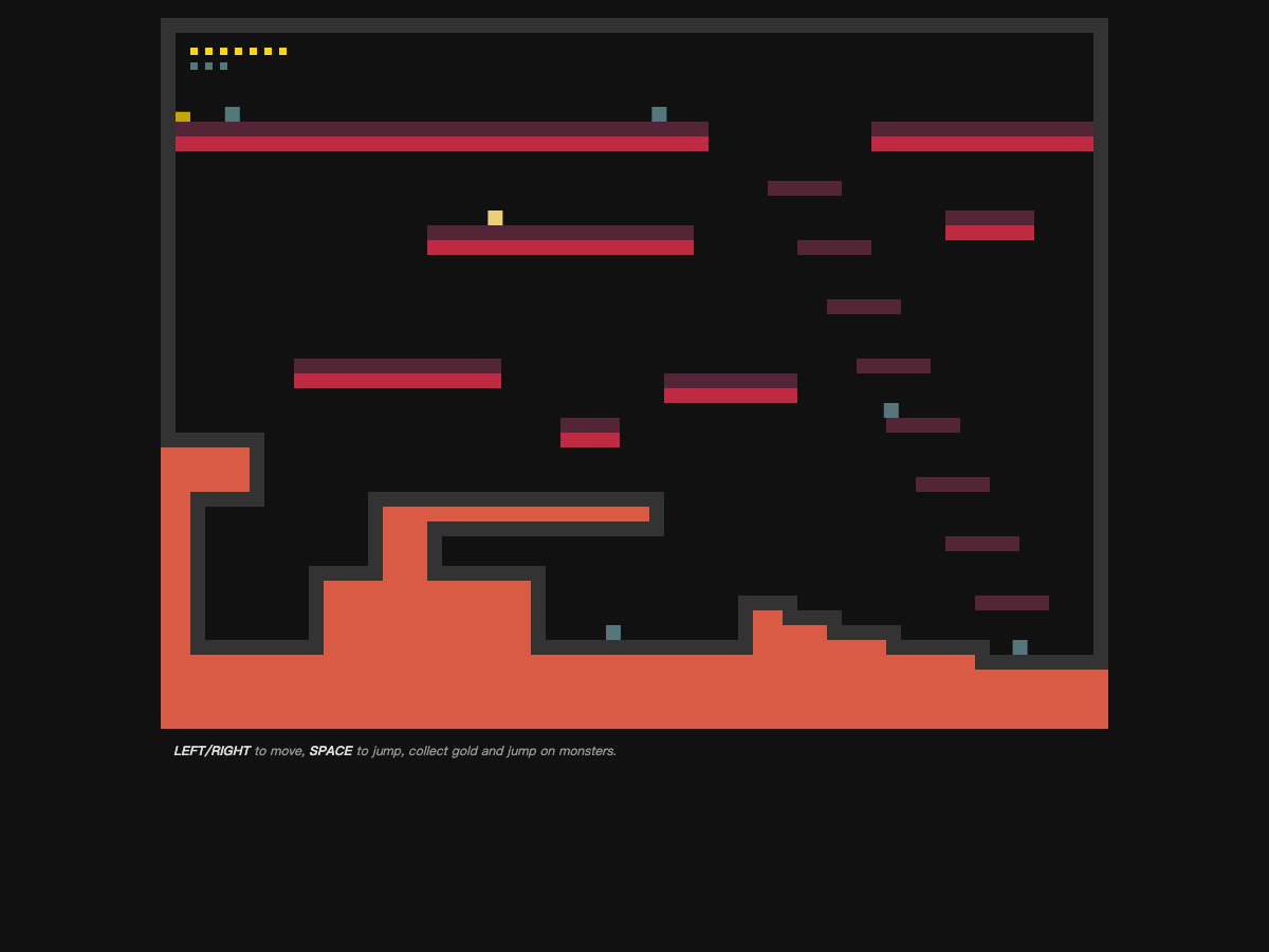 Yellow player beside a patrol route and a collected middle-left coin
